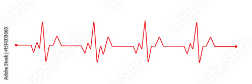 Heartbeat Line on white background. Pulse Rate. Heart line icon. Vector illustration . EPS 10 .