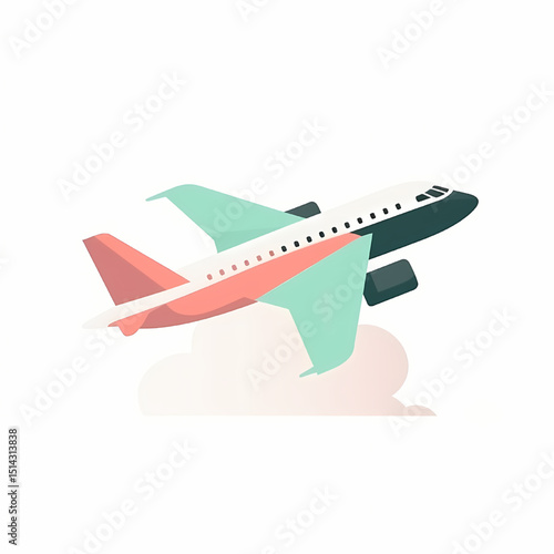 Soaring Above: A sleek airplane takes flight, its design accentuating the allure of travel and the promise of exploration.