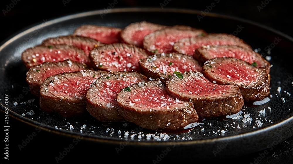 Slices of grilled meat, seasoned Slices of grilled meat, seasoned