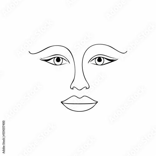 A simple yet powerful abstract face, focusing on basic features for an elegant and contemporary art piece.