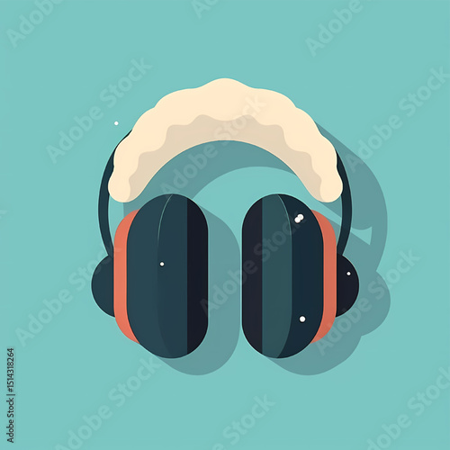 Winter Earmuffs Icon: Cozy and stylish winter earmuffs, perfect for staying warm during cold weather.  The illustration features a flat design with soft colors and a touch of wintery charm.