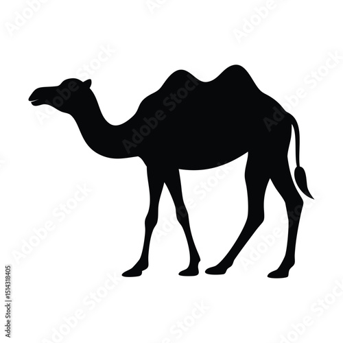 Camel Silhouette Vector Desert Animal Illustration Isolated on White, ai generated