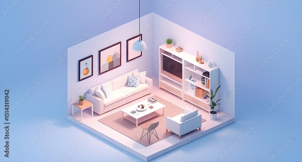 Naklejka premium 3d render of a modern building with a computer