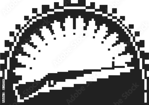 Stylized pixel art taco, digital design, monochrome illustration, food icon