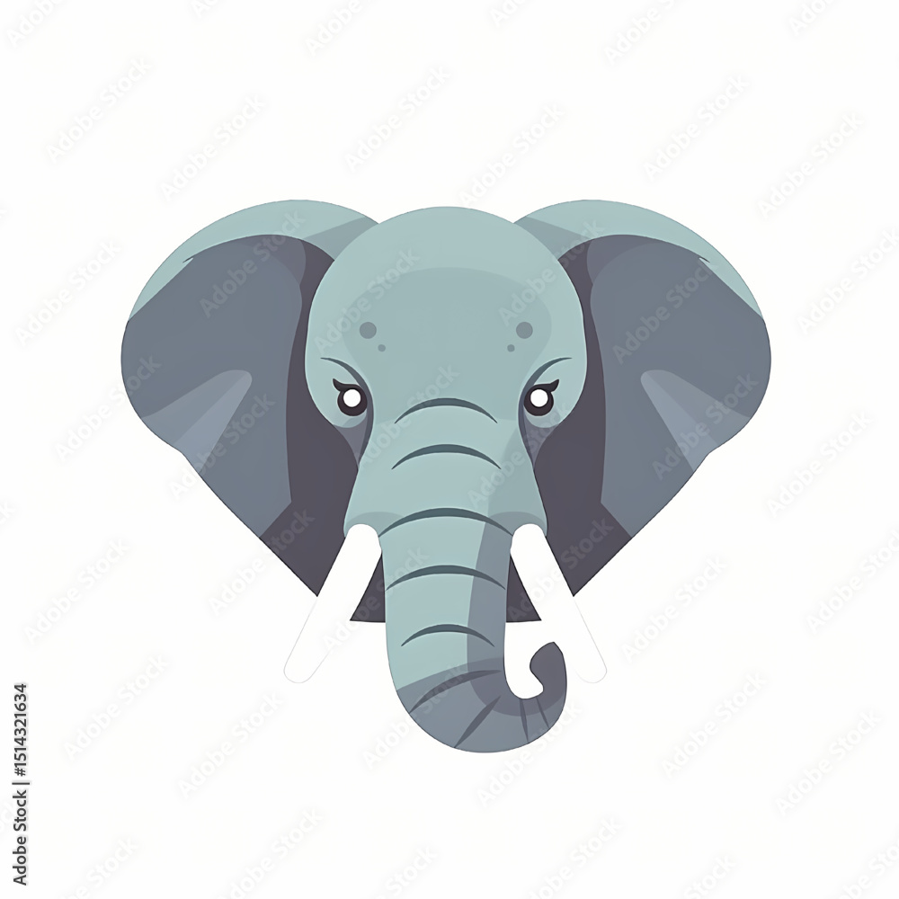 Fototapeta premium Elephant Head: A stylized illustration of an elephant head in a simplified, minimalist design. Clean lines and bold colors convey a sense of modern elegance and charm.