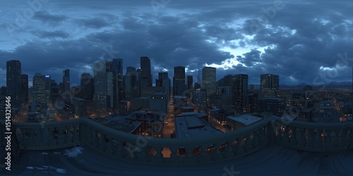Fototapeta Naklejka Na Ścianę i Meble -  Dramatic skyline view of denver at dusk urban cityscape panorama