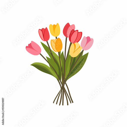 Floral Serenade: A vibrant bouquet of tulips bursts with color and vitality, each petal a testament to nature's artistry. A gift of floral beauty and a symbol of spring's arrival.