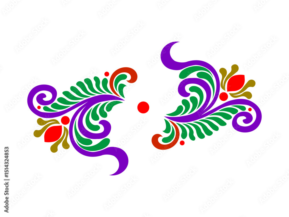 Obraz premium Elegant Floral Vector Ornaments – colourful Vintage Divider Alpona 