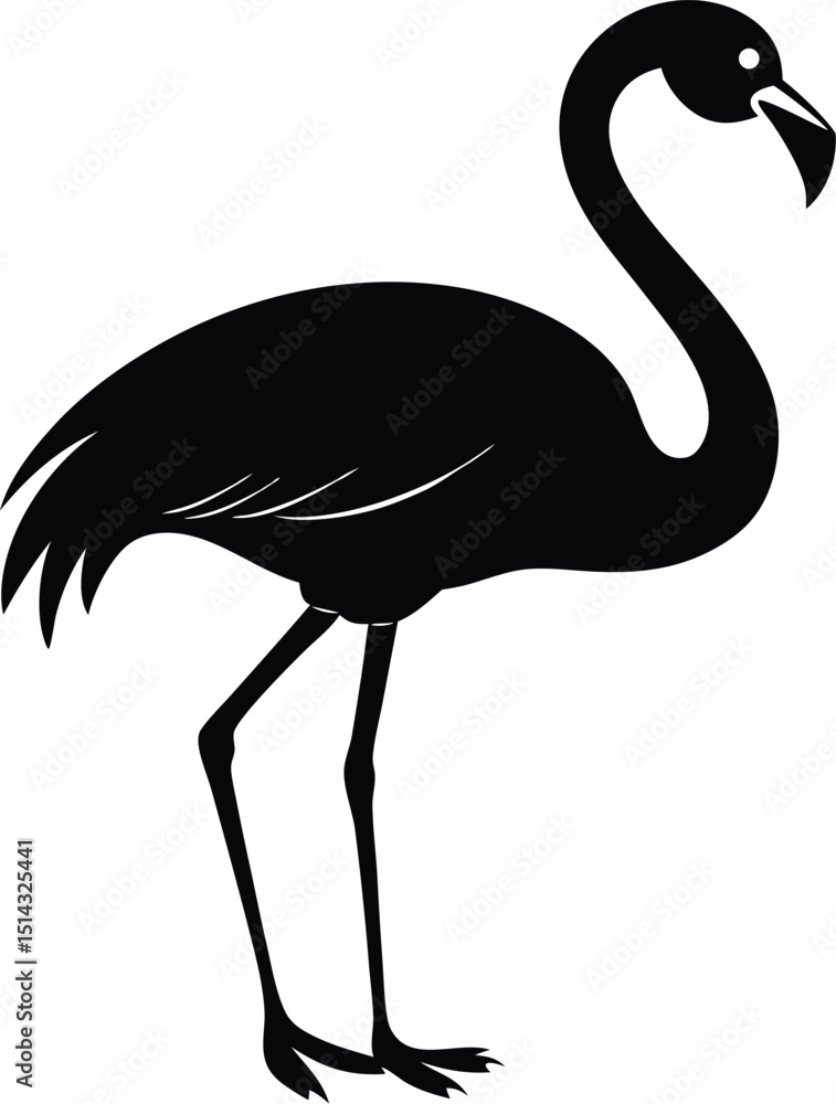 Naklejka premium Flamingo Silhouette Vector, Flamingo Icon & Tropical Bird
