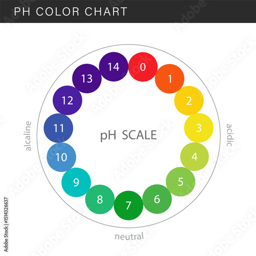 PH Scale chart. Indicator of indications, measurements and table of results. Ph analysis or chemical test. Flat Vector illustration.