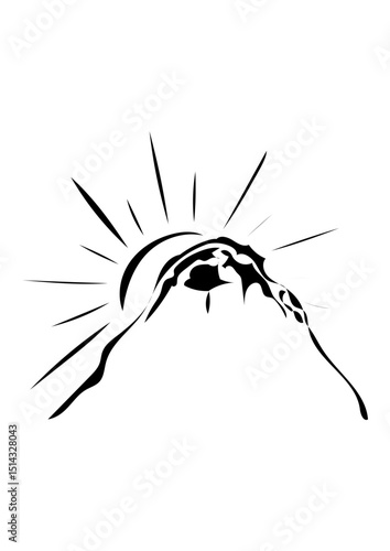 Die Sonne hinter einem Berg