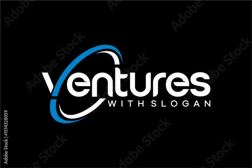 word of venture . V with swoosh modern minimalist round . lowercase bold, typography vector illustration design