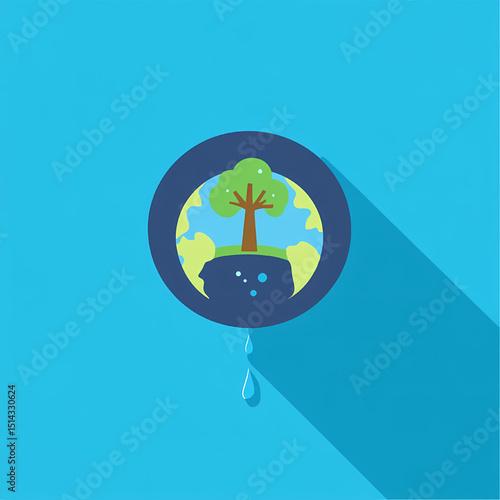Protecting Our Planet: A visual metaphor for conservation, featuring a globe with a thriving tree and a single drop of water.