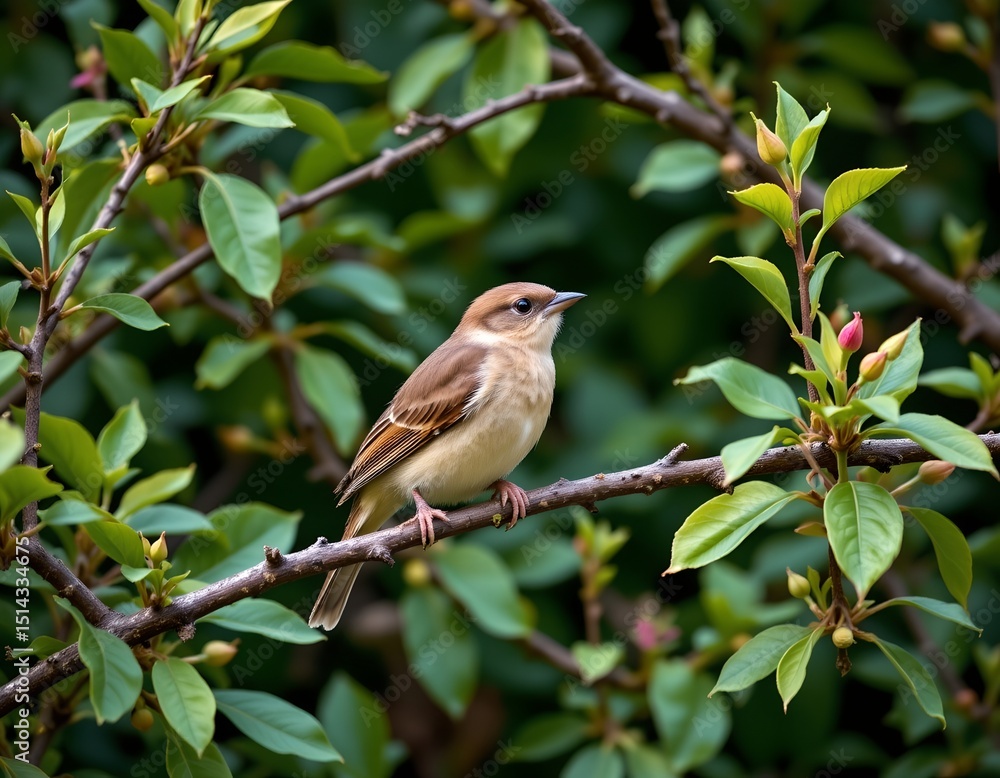 wild bird perched on branches, lush greenery wild bird perched on branches, lush greenery