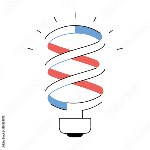Illustration of lightbulb with dna helix inside the bulb