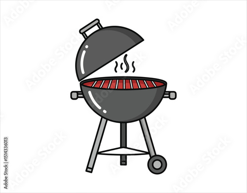 A trendy vector icon representing a barbecue grill