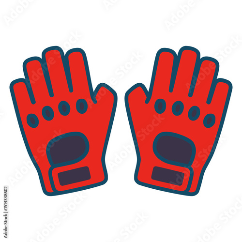 red bike glove sport accessories flat color vector illustration template design