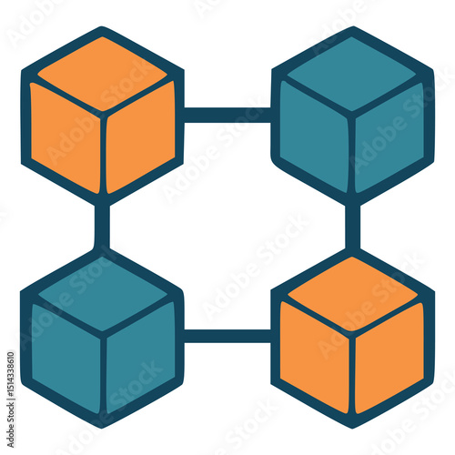 blockchain technology system cryptocurrency flat color vector illustration template design