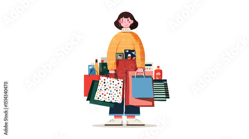 Flat Design People Shopping