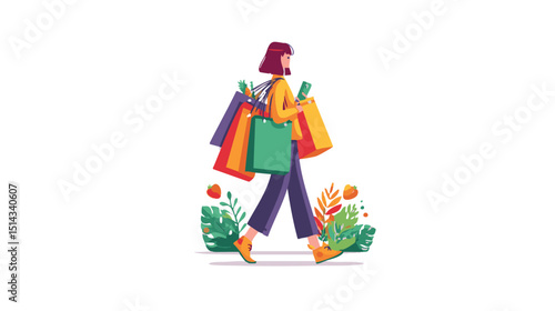 Flat Design People Shopping