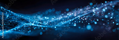 Abstrakte Darstellung von vernetzten Partikeln, Lichtimpulsen und digitalen Strukturen, inspiriert von neuronalen Netzwerken, Energieflüssen und futuristischer Technologie.