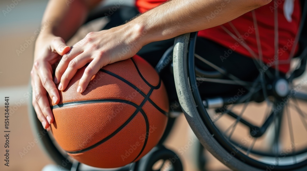 A person in a wheelchair holding a basketball, highlighting adaptive sports and inclusivity. A person in a wheelchair holding a basketball, highlighting adaptive sports and inclusivity.
