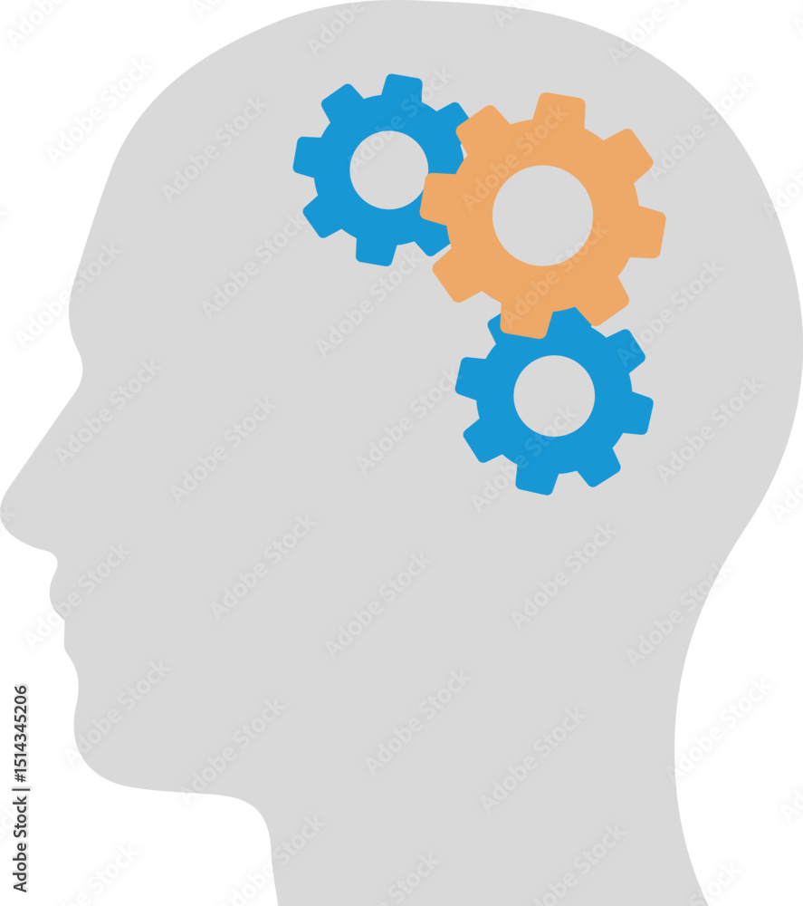 Man head with gears silhouette vector illustration Man head with gears silhouette vector illustration