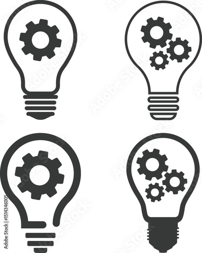 set of light bulbs with gears outline