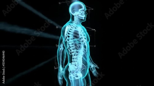 Human Anatomy Body Scan with Futuristic Overlay
