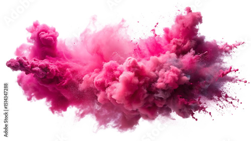 pink smoke paint explosion powder splash isolated on white background PNG,AI GENERATED