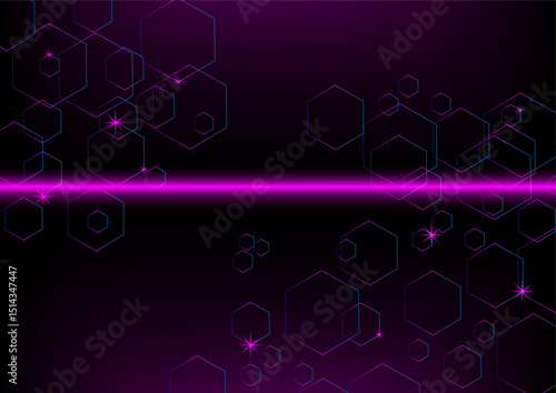 Abstract pink lines on dark background with light lines effect. Modern technology,Digital future.