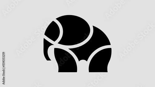 Regal Elephant Silhouette Graceful Trunk Curve with Defined Tusks and Tail