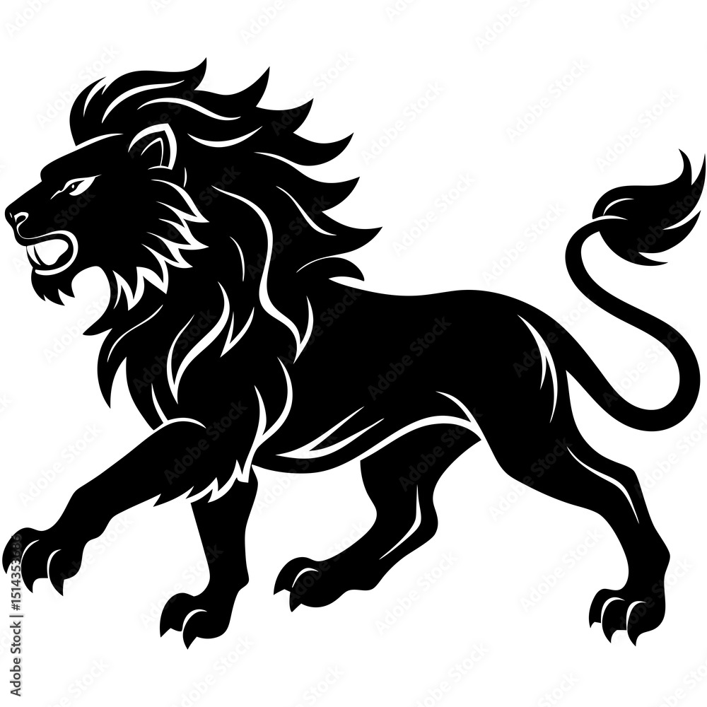 Fototapeta premium lion vector illustration silhouette on white background