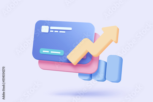 3D credit card money financial security for online shopping, online payment credit card with payment protection concept. 3d business finance vector icon render illustrator for shopping on e-commerce
