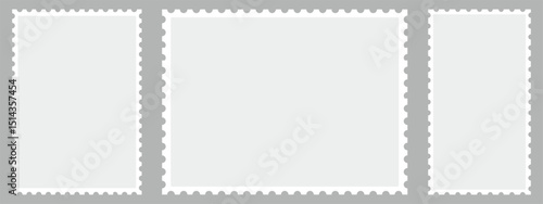 Postage stamp set. Clean postage stamp template. Postage icon. 