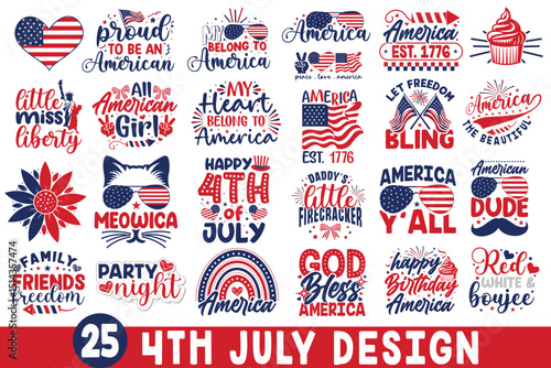 4th of July Design Bundle – 25 Patriotic Tshirt Desing Bundle