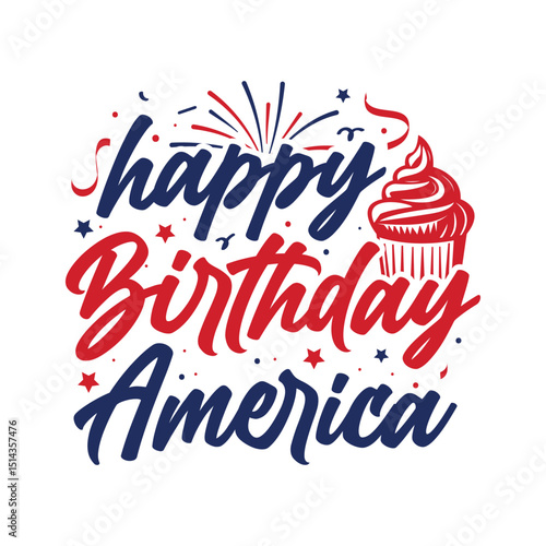 Happy Birthday America Cupcake Design