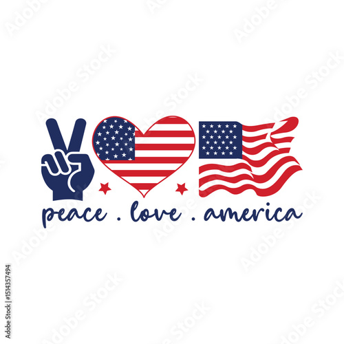 Peace Love America – Patriotic USA Flag Design for Independence Day T-Shirts and Celebrations