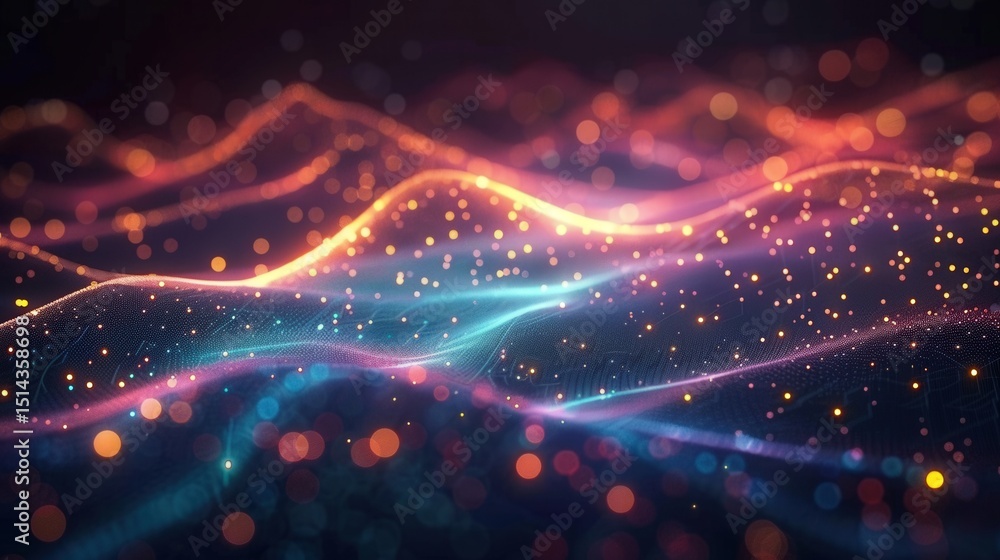 A mesmerizing abstract digital art piece featuring flowing lines with sparkling lights. A mesmerizing abstract digital art piece featuring flowing lines with sparkling lights.