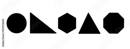 Basic shapes collection, set of basic geometric shape. Simple black geometric figures line art