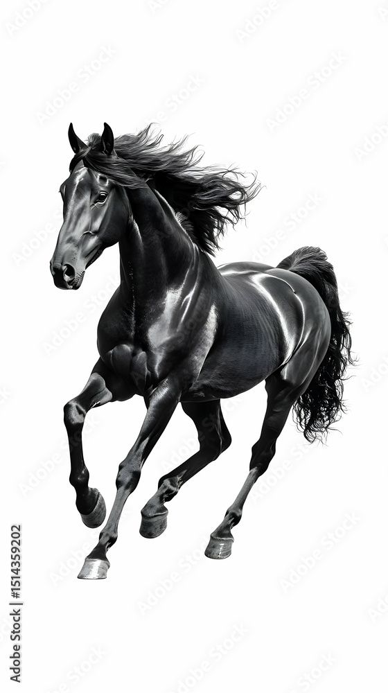 Obraz premium Black Horse in Dynamic Motion Sketch