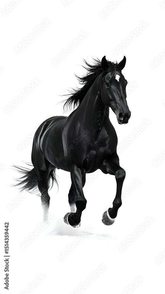 Naklejka premium Black Horse in Dynamic Gallop Sketch