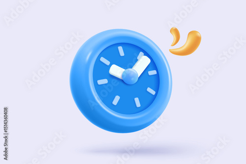 3D alarm clock icon with chat notice bubble. New urgency reminder concept for social media element speech. 3d hour announce icon for urgency time vector render illustration