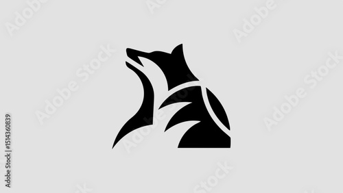 Regal Wolf Silhouette Graceful Neck Arch with Defined Hackles and Tail