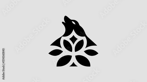 Regal Wolf Silhouette Graceful Neck Arch with Defined Hackles and Tail