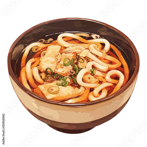 Udon Noodles with Fried Tofu and Scallions