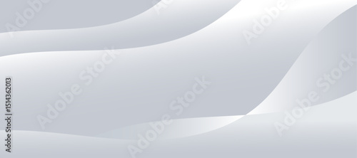 White and grey abstract background with smooth curves wave lines overlay.