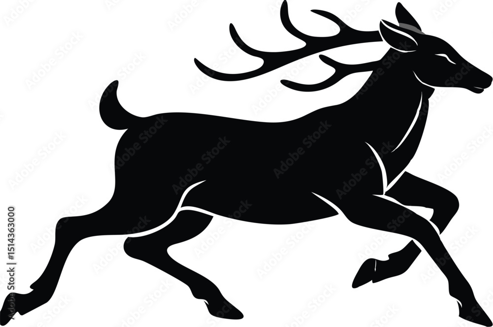 Fototapeta premium Running Deer Silhouette Graphic