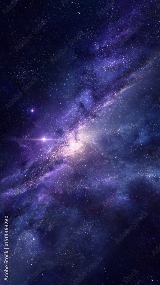 Fototapeta premium Purple Nebula in a Dark Night Sky