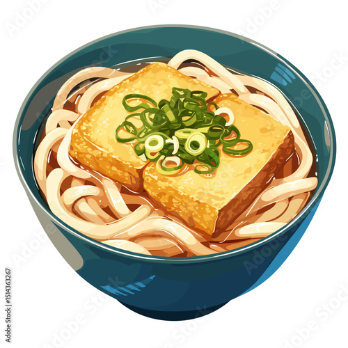 Udon Noodles with Fried Tofu and Scallions